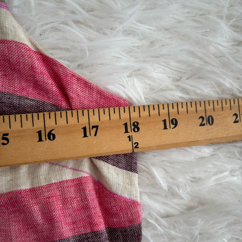 Ann Taylor Loft Womens Cut Out Back Linen Blend Striped Dress Size 8 Beige Pink - Picture 4 of 8